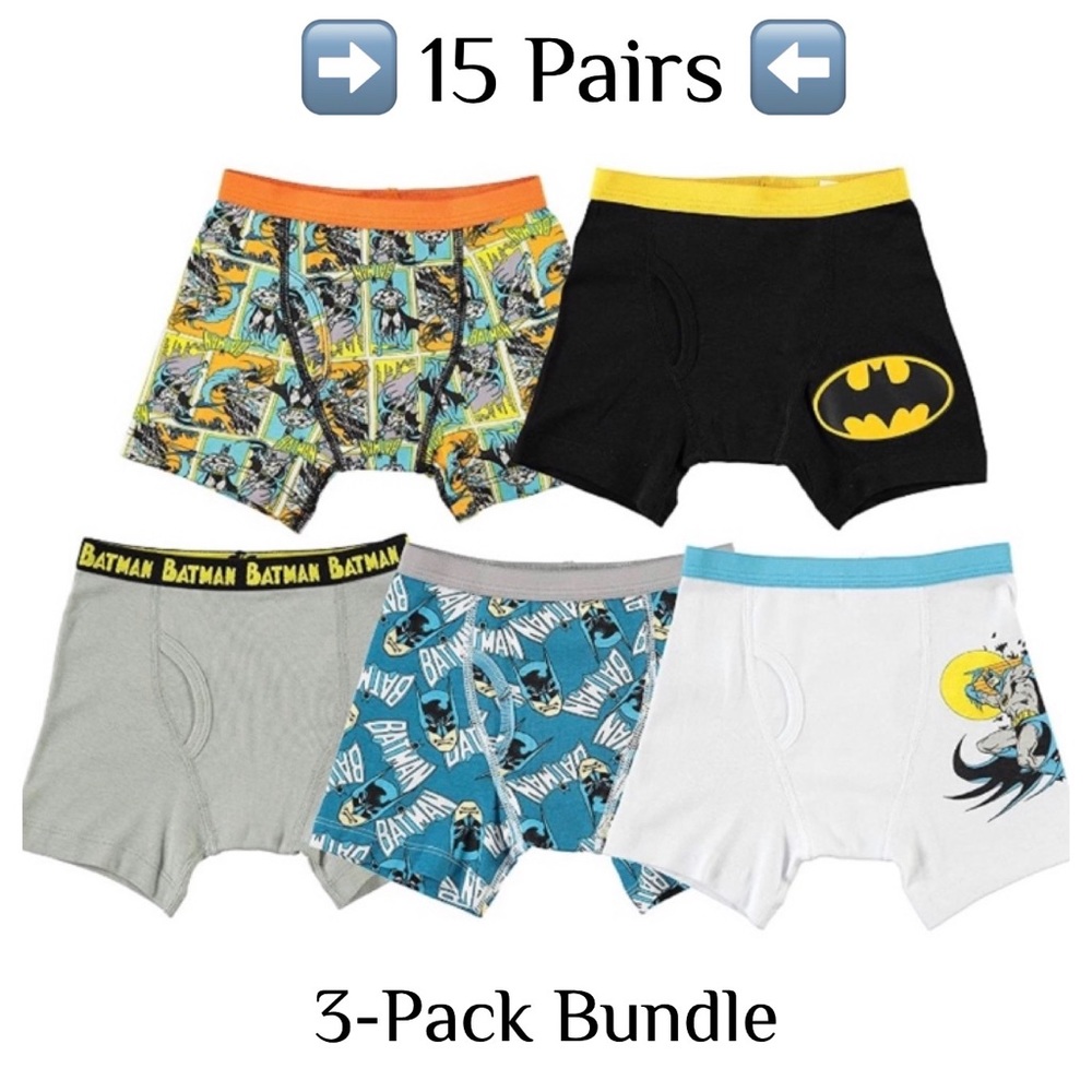 Batman DC Comics 15 Pairs Of Boxer Briefs 3 Pack Bundle